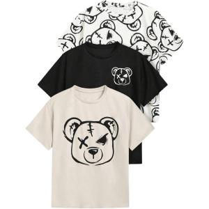 imageSOLY HUX Boys 3 Piece T Shirt Cartoon Print Graphic Tees Short Sleeve Summer TopsMulticoloured Bear