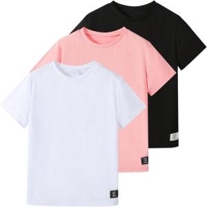 imageSOLY HUX Boys 3 Piece T Shirts Short Sleeve Crew Neck Tee Letter Patched Casual TopsPink White and Black