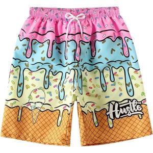 imageSOLY HUX Boys Beach Shorts Drawstring Waist Graphic Print Swim Trunks Summer BeachwearMulti Printed