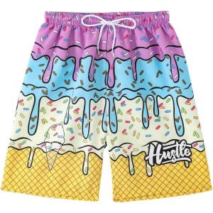 imageSOLY HUX Boys Beach Shorts Drawstring Waist Graphic Print Swim Trunks Summer BeachwearPurple Graphic
