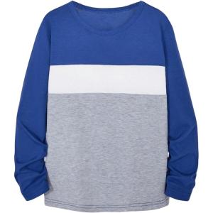 imageSOLY HUX Boys Color Block T Shirts Crew Neck Long Sleeve Tees Causal TopsBlue Colorblock