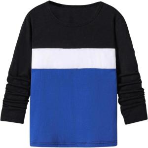 imageSOLY HUX Boys Color Block T Shirts Crew Neck Long Sleeve Tees Causal TopsDusty Blue Colorblock