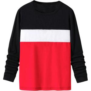 imageSOLY HUX Boys Color Block T Shirts Crew Neck Long Sleeve Tees Causal TopsRed Colorblock