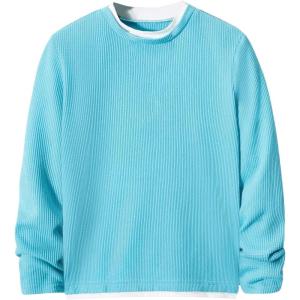 imageSOLY HUX Boys Crew Neck Long Sleeve T Shirt Contrast Binding Waffle Knit Tee TopsPure Mint Blue