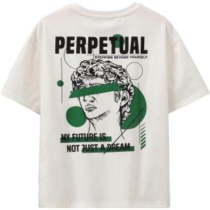 imageSOLY HUX Boys Graphic Tees Short Sleeve Figure Letter Print T Shirt TopsWhite Figure