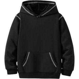 imageSOLY HUX Boys Hoodie Contrast Stitching Long Sleeve Hooded Sweatshirt Pullover Tops with PocketPure Black