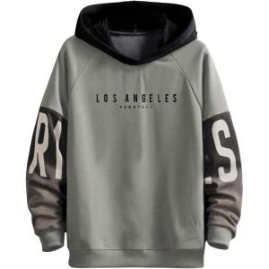 imageSOLY HUX Boys Letter Graphic Hoodies Color Block Long Sleeve Pullover SweatshirtsGrey Multi