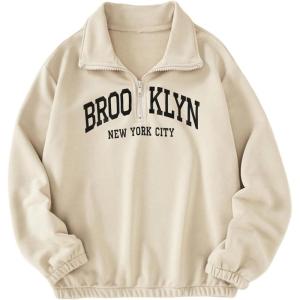 imageSOLY HUX Boys Letter Graphic Sweatshirt Half Zip Long Sleeve Collared Pullover Fall TopsApricot Letter