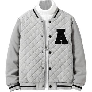 imageSOLY HUX Boys Letter Graphic Varsity Jacket Button Down Long Sleeve Outerwear CoatsGrey Letter