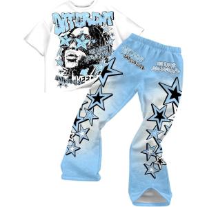 imageSOLY HUX Boys Summer Outfit Graphic Short Sleeve T Shirt and Pants Clothing Set 2 Piece StreetwearBlue White Multi
