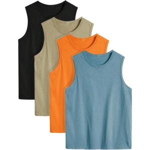 imageSOLY HUX Boys Summer Tank Top 4 Piece Set Sleeveless Crew Neck Shirts Basic UndershirtsGreen Orange Multi