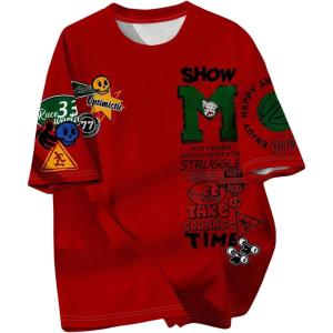 imageSOLY HUX Boys Summer Tops Letter Graphic Short Sleeve Shirts Crew Neck Loose Tee ShirtRed Graphic