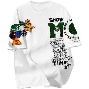 imageSOLY HUX Boys Summer Tops Letter Graphic Short Sleeve Shirts Crew Neck Loose Tee ShirtWhite Skull