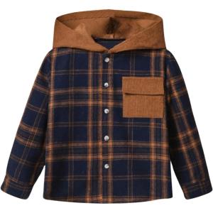 imageSOLY HUX Toddler Boys Plaid Shirt Button Down Hoodies Long Sleeve Pocket Casual ShirtsMulticoloured Plaid