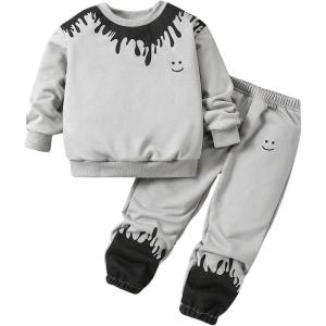 imageSOLY HUX Toddler Boys Sweatsuits 2 Piece Outfits Graphic Print Long Sleeve Sweatshirt and Sweatpants SetGrey Printed