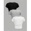 imageSOLY HUX Girls Basic TShirts Set Crew Neck Short Sleeve Crop Top 3 Packs Summer Fitted TeesBlack Grey White