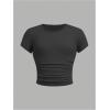 imageSOLY HUX Girls Basic TShirts Set Crew Neck Short Sleeve Crop Top 3 Packs Summer Fitted TeesDark Grey Black White