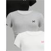 imageSOLY HUX Girls Basic TShirts Set Crew Neck Short Sleeve Crop Top 3 Packs Summer Fitted TeesMulticoloured Bow Print