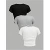 imageSOLY HUX Girls Basic TShirts Set Crew Neck Short Sleeve Crop Top 3 Packs Summer Fitted TeesMulticoloured Bow Print