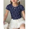 imageSOLY HUX Girls Basic TShirts Set Crew Neck Short Sleeve Crop Top 3 Packs Summer Fitted TeesMulticoloured Floral Print