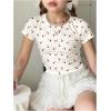 imageSOLY HUX Girls Basic TShirts Set Crew Neck Short Sleeve Crop Top 3 Packs Summer Fitted TeesMulticoloured Floral Print