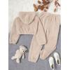 imageSOLY HUX Girls Bear Ear Fuzzy Drop Shoulder Hoodie Sweatshirt with Sweatpants Two Piece OutfitPlain Khaki