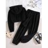 imageSOLY HUX Girls Bear Ear Fuzzy Drop Shoulder Hoodie Sweatshirt with Sweatpants Two Piece OutfitPure Black
