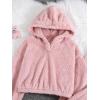 imageSOLY HUX Girls Bear Ear Fuzzy Drop Shoulder Hoodie Sweatshirt with Sweatpants Two Piece OutfitPure Light Pink
