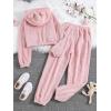 imageSOLY HUX Girls Bear Ear Fuzzy Drop Shoulder Hoodie Sweatshirt with Sweatpants Two Piece OutfitPure Light Pink