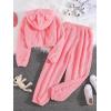 imageSOLY HUX Girls Bear Ear Fuzzy Drop Shoulder Hoodie Sweatshirt with Sweatpants Two Piece OutfitPure Pink