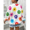 imageSOLY HUX Girls Cute Graphic Sweatshirt Cartoon Cat Print Long Sleeve Crewneck Pullover TopsWhite Floral