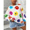 imageSOLY HUX Girls Cute Graphic Sweatshirt Cartoon Cat Print Long Sleeve Crewneck Pullover TopsWhite Floral