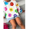 imageSOLY HUX Girls Cute Graphic Sweatshirt Cartoon Cat Print Long Sleeve Crewneck Pullover TopsWhite Floral