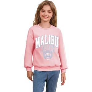 imageSOLY HUX Girls Graphic Letter Print Sweatshirt Crewneck Long Sleeve Cute Drop Shoulder Pullover TopsPink Letter