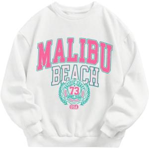 imageSOLY HUX Girls Graphic Letter Print Sweatshirt Crewneck Long Sleeve Cute Drop Shoulder Pullover TopsWhite Letter