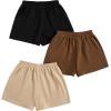 imageSOLY HUX Girls 3 Packs Sweat Shorts Elastic Waist Casual Summer SweatShorts Teen ApparelBlack Beige Browm