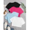 imageSOLY HUX Girls 4 Piece Short Sleeve Round Neck Tee T Shirts Summer Crop TopsBlack Hot Pink Blue White