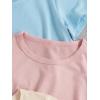 imageSOLY HUX Girls 4 Piece Short Sleeve Round Neck Tee T Shirts Summer Crop TopsBlue Pink Beige White