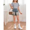 imageSOLY HUX Girls 4 Piece Short Sleeve Round Neck Tee T Shirts Summer Crop TopsWhite Grey Brown Black