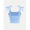 imageSOLY HUX Girls Bow Tie Sleeveless Crop Top Ruched Square Neck Summer Going Out Cami Tank ShirtsPlain Light Blue