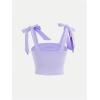 imageSOLY HUX Girls Bow Tie Sleeveless Crop Top Ruched Square Neck Summer Going Out Cami Tank ShirtsPlain Mauve Purple