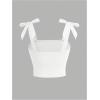 imageSOLY HUX Girls Bow Tie Sleeveless Crop Top Ruched Square Neck Summer Going Out Cami Tank ShirtsPlain White