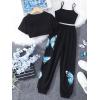 imageSOLY HUX Girls Butterfly Print Cami Tops ampamp High Low Hem Short Sleeve T Shirt with Sweatpants 3 PieceBlack Blue Butterfly