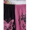 imageSOLY HUX Girls Butterfly Print Cami Tops ampamp High Low Hem Short Sleeve T Shirt with Sweatpants 3 PieceBlack and Pink Butterfly