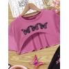 imageSOLY HUX Girls Butterfly Print Cami Tops ampamp High Low Hem Short Sleeve T Shirt with Sweatpants 3 PieceBlack and Pink Butterfly
