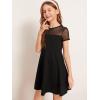 imageSOLY HUX Girls Contrast Mesh Short Sleeve High Waist Flared A Line Short DressBlack