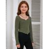 imageSOLY HUX Girls Long Sleeve Cute Crop Tops Sweetheart Neck Asymmetrical Tight T Shirts Fitted TeesPlain Army Green