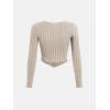 imageSOLY HUX Girls Long Sleeve Cute Crop Tops Sweetheart Neck Asymmetrical Tight T Shirts Fitted TeesPure Apricot