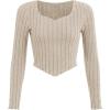 imageSOLY HUX Girls Long Sleeve Cute Crop Tops Sweetheart Neck Asymmetrical Tight T Shirts Fitted TeesPure Apricot