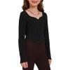 imageSOLY HUX Girls Long Sleeve Cute Crop Tops Sweetheart Neck Asymmetrical Tight T Shirts Fitted TeesPure Black